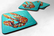 Load image into Gallery viewer, Crawfish Electric Claw Aqua Green Coasters - Set of 4 Lightweight Foam, Absorbent Drink Coasters