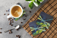 Load image into Gallery viewer, Insect - Dragonfly Night Flight Dark Blue Coasters - Set of 4 Lightweight Foam, Absorbent Drink Coasters