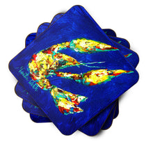 Load image into Gallery viewer, Crawfish Little Blue Coasters - Set of 4 Lightweight Foam, Absorbent Drink Coasters