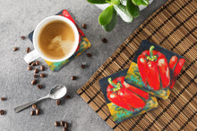Load image into Gallery viewer, Vegetables - Bell Pepper Two Bells Coasters - Set of 4 Lightweight Foam, Absorbent Drink Coasters