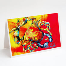 Load image into Gallery viewer, Crab Hot Dang Greeting Cards - Blank Note Cards – 8-Pack of Artist-Designed Cards with Envelopes