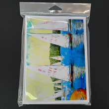 Load image into Gallery viewer, Sailboats Round the Mark Greeting Cards - Blank Note Cards – 8-Pack of Artist-Designed Cards with Envelopes