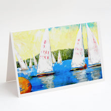 Load image into Gallery viewer, Sailboats Round the Mark Greeting Cards - Blank Note Cards – 8-Pack of Artist-Designed Cards with Envelopes