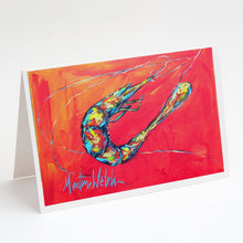 Load image into Gallery viewer, Shrimp Seafood Three Greeting Cards - Blank Note Cards – 8-Pack of Artist-Designed Cards with Envelopes