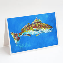 Load image into Gallery viewer, Fish - Red Fish Seafood Two Greeting Cards - Blank Note Cards – 8-Pack of Artist-Designed Cards with Envelopes