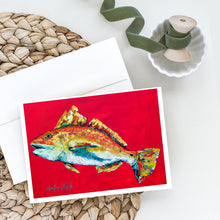 Load image into Gallery viewer, Fish - Red Fish Woo Hoo Greeting Cards - Blank Note Cards – 8-Pack of Artist-Designed Cards with Envelopes