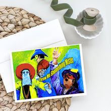 Load image into Gallery viewer, Mardi Gras Throw me something mister Greeting Cards - Blank Note Cards – 8-Pack of Artist-Designed Cards with Envelopes
