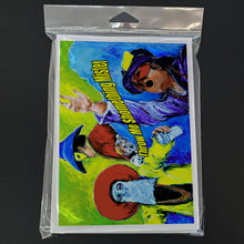 Load image into Gallery viewer, Mardi Gras Throw me something mister Greeting Cards - Blank Note Cards – 8-Pack of Artist-Designed Cards with Envelopes