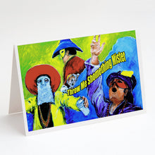 Load image into Gallery viewer, Mardi Gras Throw me something mister Greeting Cards - Blank Note Cards – 8-Pack of Artist-Designed Cards with Envelopes