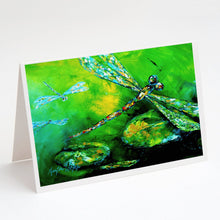 Load image into Gallery viewer, Dragonfly Summer Flies Greeting Cards - Blank Note Cards – 8-Pack of Artist-Designed Cards with Envelopes