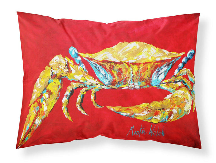 Crab Blue on Red, Sr. Standard Pillowcases – Artistic Decorative Front, Crisp White Back