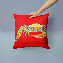 Load image into Gallery viewer, Crab Blue on Red, Sr Canvas Throw Pillow - 14x14 Decorative Pillow – Art for Your Home &amp; Patio MW1116PW1414