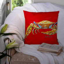 Load image into Gallery viewer, Crab Blue on Red, Sr Canvas Throw Pillow - 14x14 Decorative Pillow – Art for Your Home &amp; Patio MW1116PW1414