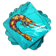 Load image into Gallery viewer, Shrimp Splish Splash Coasters - Set of 4 Lightweight Foam, Absorbent Drink Coasters