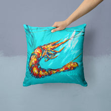 Load image into Gallery viewer, Shrimp Teal Splish Splash Canvas Throw Pillow - 14x14 Decorative Pillow – Art for Your Home &amp; Patio MW1130PW1414