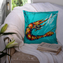 Load image into Gallery viewer, Shrimp Teal Splish Splash Canvas Throw Pillow - 14x14 Decorative Pillow – Art for Your Home &amp; Patio MW1130PW1414