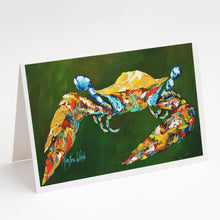 Load image into Gallery viewer, Go Green Crab Greeting Cards - Blank Note Cards – 8-Pack of Artist-Designed Cards with Envelopes