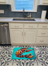 Load image into Gallery viewer, Lucy the Crawfish in blue Machine Washable Memory Foam Mat MW1161RUG