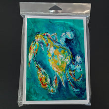 Load image into Gallery viewer, By Chance Crab in Aqua blue Greeting Cards - Blank Note Cards – 8-Pack of Artist-Designed Cards with Envelopes