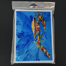Load image into Gallery viewer, Big Spash Crab in blue Greeting Cards - Blank Note Cards – 8-Pack of Artist-Designed Cards with Envelopes