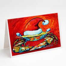 Load image into Gallery viewer, Crab in Santa Hat Santa Claws Greeting Cards - Blank Note Cards – 8-Pack of Artist-Designed Cards with Envelopes
