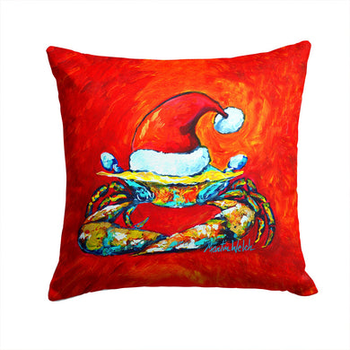 Crab in Santa Hat Santa Claws Canvas Throw Pillow - 14x14 Decorative Pillow – Art for Your Home & Patio MW1169PW1414
