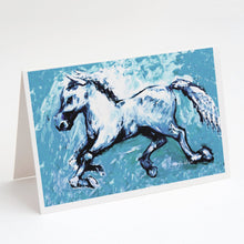 Load image into Gallery viewer, Shadow the Horse in blue Greeting Cards - Blank Note Cards – 8-Pack of Artist-Designed Cards with Envelopes