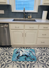 Load image into Gallery viewer, Shadow the Horse in blue Machine Washable Memory Foam Mat MW1171RUG