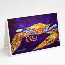Load image into Gallery viewer, The Right Stuff Crab in Purple Greeting Cards - Blank Note Cards – 8-Pack of Artist-Designed Cards with Envelopes