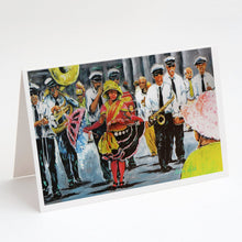 Load image into Gallery viewer, Dancing in the Streets Mardi Gras Greeting Cards - Blank Note Cards – 8-Pack of Artist-Designed Cards with Envelopes
