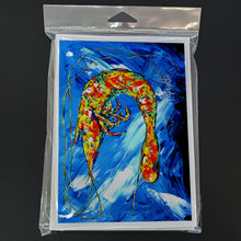 Load image into Gallery viewer, Ice Blue Shrimp Greeting Cards - Blank Note Cards – 8-Pack of Artist-Designed Cards with Envelopes