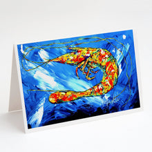 Load image into Gallery viewer, Ice Blue Shrimp Greeting Cards - Blank Note Cards – 8-Pack of Artist-Designed Cards with Envelopes
