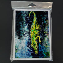 Load image into Gallery viewer, Sneaky Alligator Greeting Cards - Blank Note Cards – 8-Pack of Artist-Designed Cards with Envelopes