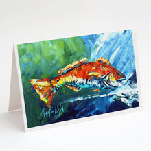 Load image into Gallery viewer, Break Through Red Fish Greeting Cards - Blank Note Cards – 8-Pack of Artist-Designed Cards with Envelopes