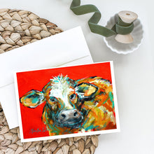 Load image into Gallery viewer, Caught Red Handed Cow Greeting Cards - Blank Note Cards – 8-Pack of Artist-Designed Cards with Envelopes