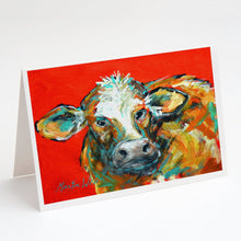 Load image into Gallery viewer, Caught Red Handed Cow Greeting Cards - Blank Note Cards – 8-Pack of Artist-Designed Cards with Envelopes