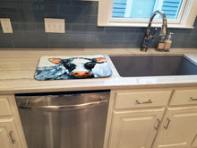 Load image into Gallery viewer, Cow Lick Black and White Cow Dish Drying Mat – Absorbent, Artistic Kitchen Essentials MW1273DDM