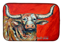Load image into Gallery viewer, See Red Longhorn Cow Dish Drying Mat – Absorbent, Artistic Kitchen Essentials MW1281DDM