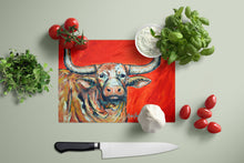 Load image into Gallery viewer, See Red Longhorn Cow Glass Cutting Boards – Durable, Decorative Kitchen Art Large MW1281LCB
