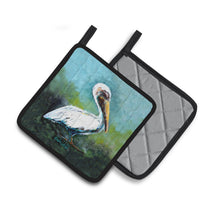 Load image into Gallery viewer, Blue Stand White Pelican Pot Holders - Set of 2 Decorative Kitchen Helpers | Made in the USA MW1309PTHD