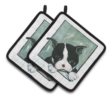 Load image into Gallery viewer, Boston Terrier Don't Leave Me Pot Holders - Set of 2 Decorative Kitchen Helpers | Made in the USA MW1313PTHD