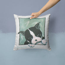 Load image into Gallery viewer, Boston Terrier Don't Leave Me Throw Pillow - 14x14 Decorative Pillow – Art for Your Home &amp; Patio MW1313PW1414