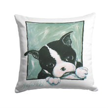 Load image into Gallery viewer, Boston Terrier Don't Leave Me Throw Pillow - 14x14 Decorative Pillow – Art for Your Home &amp; Patio MW1313PW1414