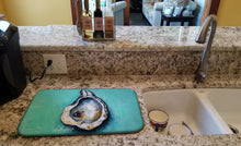 Load image into Gallery viewer, Aqua Pearl Oyster Dish Drying Mat – Absorbent, Artistic Kitchen Essentials