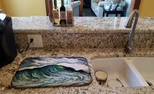 Load image into Gallery viewer, Big Blue Wave Dish Drying Mat – Absorbent, Artistic Kitchen Essentials
