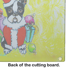 Load image into Gallery viewer, Boston Terrier Stinker That Stole Christmas Glass Cutting Boards – Durable, Decorative Kitchen Art