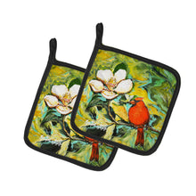 Load image into Gallery viewer, Cardinal with Magnolia Pot Holders - Set of 2 Decorative Kitchen Helpers | Made in the USA