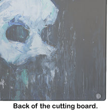Load image into Gallery viewer, Cryptic Mask Glass Cutting Boards – Durable, Decorative Kitchen Art