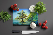 Load image into Gallery viewer, Cypress Tree in the Bayou Blue Glass Cutting Boards – Durable, Decorative Kitchen Art