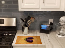 Load image into Gallery viewer, EP II Eggplant Glass Cutting Boards – Durable, Decorative Kitchen Art